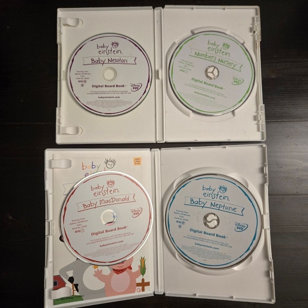 Baby Einstein Lot of 4 Dvds: Neptune Macdonald, Numbers, Newton